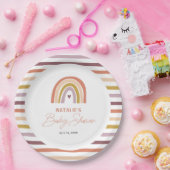 レインボーボホーピーチパープルベビーシャワー ペーパープレート (パーティー)