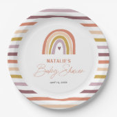 レインボーボホーピーチパープルベビーシャワー ペーパープレート (正面)