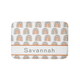 レインボーボホーブラウンベージュグレーホワイトガール バスマット