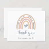 レインボーボーバジェットベビーシャワーサンキューカード (正面/裏面)