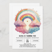 レインボーボーホクラウドガール誕生日 招待状 (正面/裏面)