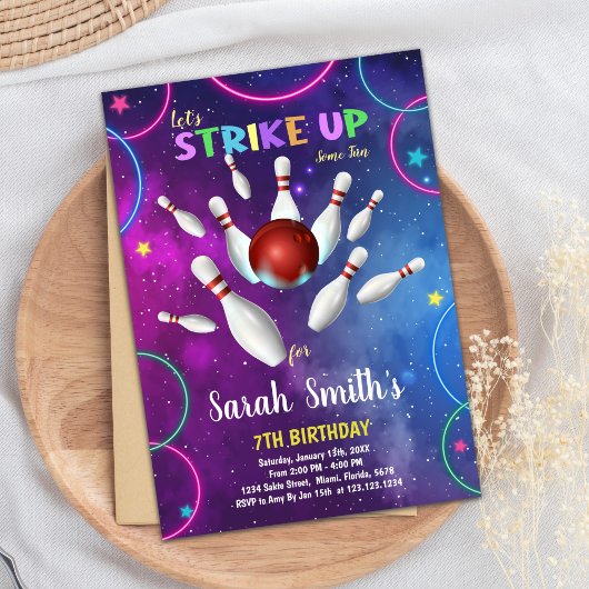 レインボーボーリング誕生日招待状 招待状