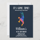 レインボーボール付き編集可能ボーイズスポーツパーティーカード 招待状 (正面)