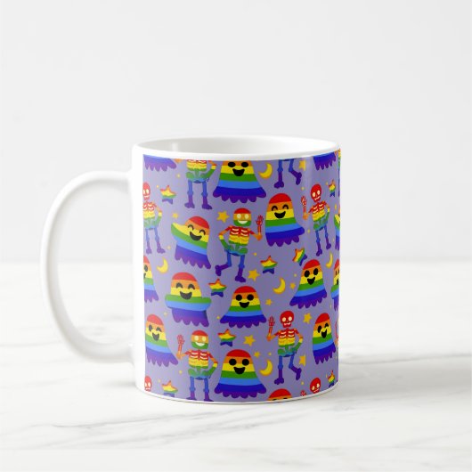 🦇🌈 レインボーボーンズ&スターズ コーヒーマグカップ (左)