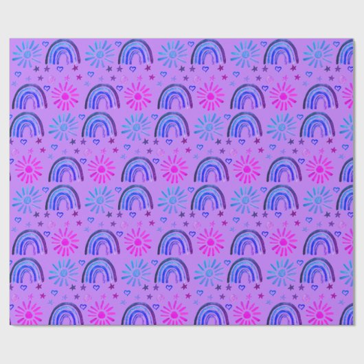 レインボーボー誕生日ベビーシャワーガール ラッピングペーパー (フラット)