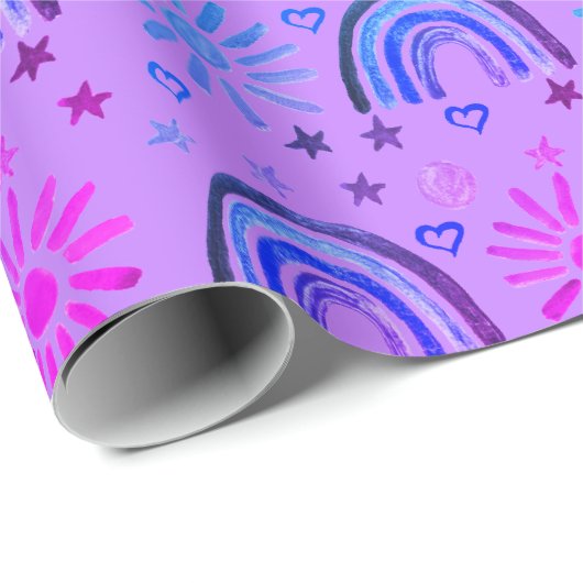 レインボーボー誕生日ベビーシャワーガール ラッピングペーパー (ロールコーナー)