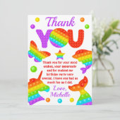 レインボーポップイットおもちゃ バースデーパーティー サンキューカード (スタンド正面)