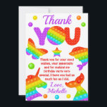 レインボーポップイットフィジェットおもちゃ バースデーパーティー サンキューカード<br><div class="desc">ユニコーンや蝶や人魚の尾やイルカのデザインのレインボーカラーのポップイットフィジェットおもちゃ</div>