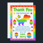 レインボーポップイット じっと玩具 バースデーパーティー サンキューカード<br><div class="desc">虹色のポップイット じっと玩具 恐竜(ティラノサウルス) パイナップル タコ アイスポッキーのような形と星のデザイン</div>