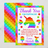 レインボーポップイット じっと玩具 バースデーパーティー サンキューカード (正面/裏面)