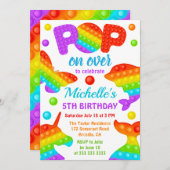レインボーポップイット じっと玩具 バースデーパーティー 招待状 (正面/裏面)