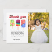 レインボーポップ・アートのアイス第2誕生日サンキューカード 案内状 (正面)