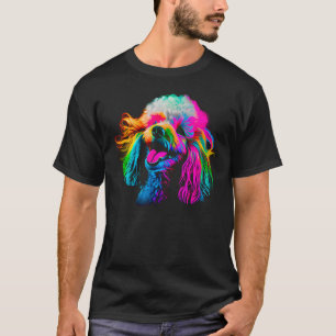 レインボーポップ・アートのアートトイプードルデザイナー Tシャツ