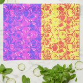 レインボーポップ・アートのアートバブルラップ キッチンタオル (折り畳み)