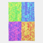 レインボーポップ・アートのアートバブルラップ キッチンタオル (縦)