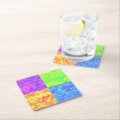 レインボーポップ・アートのアートバブルラップ スクエアペーパーコースター (インサイチュ)