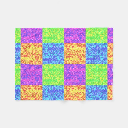 レインボーポップ・アートのアートバブルラップ フリースブランケット (正面(横))