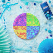 レインボーポップ・アートのアートバブルラップ ペーパープレート (パーティー)