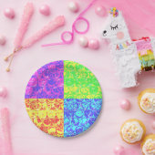 レインボーポップ・アートのアートバブルラップ ペーパープレート (パーティー)