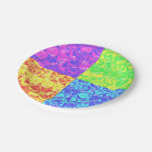 レインボーポップ・アートのアートバブルラップ ペーパープレート (アングル)