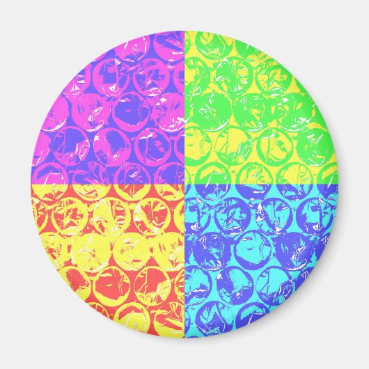 レインボーポップ・アートのアートバブルラップ マグネット (正面)
