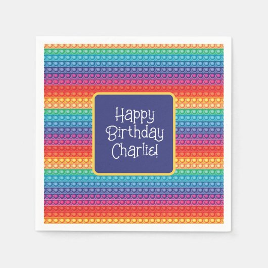 レインボーポップ・アートのイットおもちゃのパタパーソナライズされたーン スタンダードカクテルナプキン (正面)