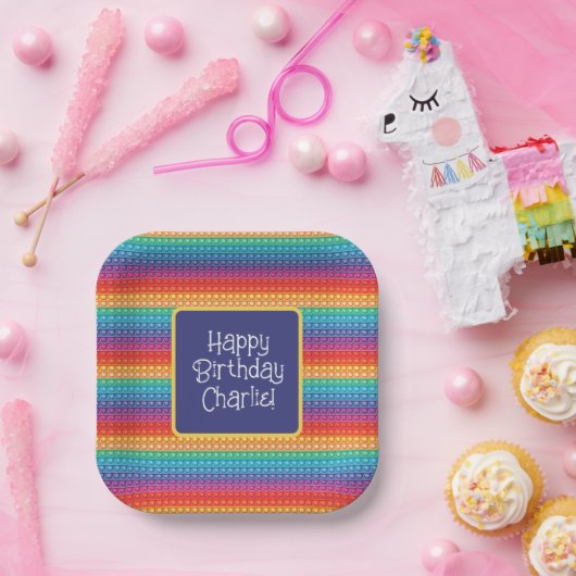 レインボーポップ・アートのイットおもちゃのパタパーソナライズされたーン ペーパープレート (パーティー)