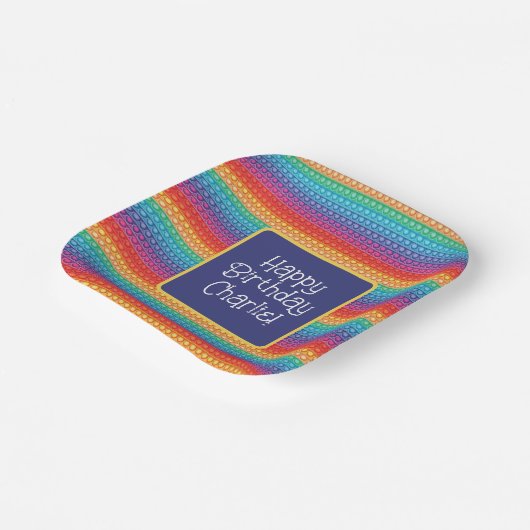 レインボーポップ・アートのイットおもちゃのパタパーソナライズされたーン ペーパープレート (傾斜あり)