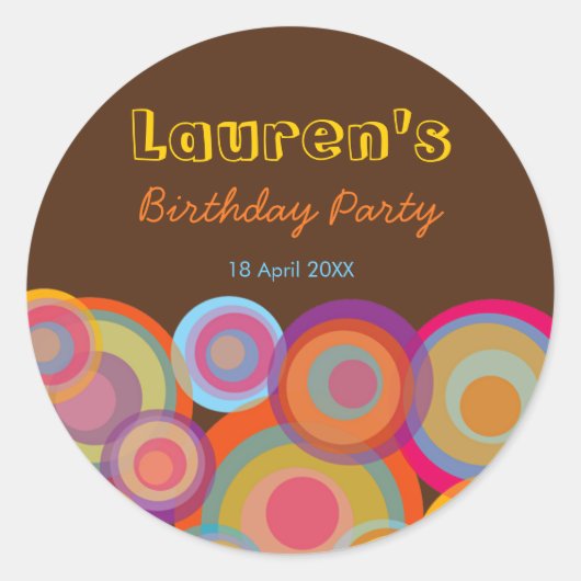 レインボーポップ・アートのサークルおもしろいGroovyありがとうステッカー ラウンドシール (正面)