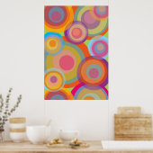 レインボーポップ・アートのサークルカラフルレトロおもしろいGroovyシック ポスター (キッチン)