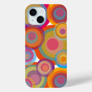 レインボーポップ・アートのサークルカラフルレトロおもしろいGroovyシック iPhone 15ケース