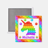 レインボーポップ・アートのユニコーンIt Fidgetトイキッズ マグネット (正面/裏面)