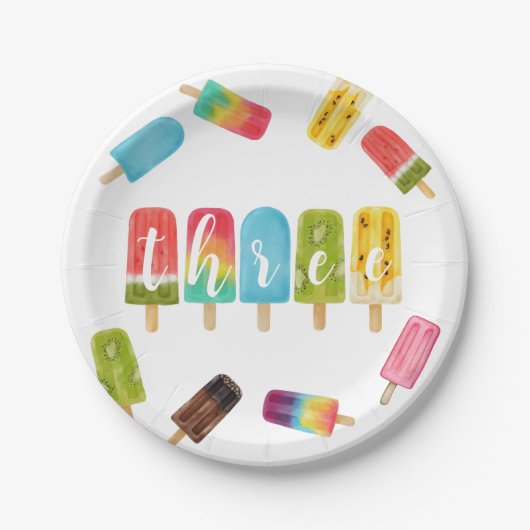 レインボーポップ・アートの誕生日3rd誕生日 ペーパープレート (正面)