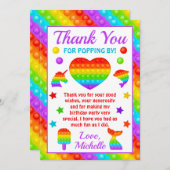 レインボーポップ・アートの・イット・ファイドット・トイ・バースデーパーティー サンキューカード (正面/裏面)