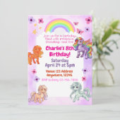 レインボーポニーの誕生日パーティー招待状 招待状 (スタンド正面)