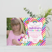 レインボーポニーユニコーンバースデーパーティーの招待 招待状 (スタンド正面)