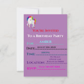 「レインボーポニー」誕生日招待状パーソナライズされた。 (裏面)