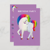 「レインボーポニー」誕生日招待状パーソナライズされた。 (正面/裏面)