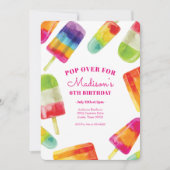 レインボーポプシクルサマー誕生日招待状 招待状 (正面)
