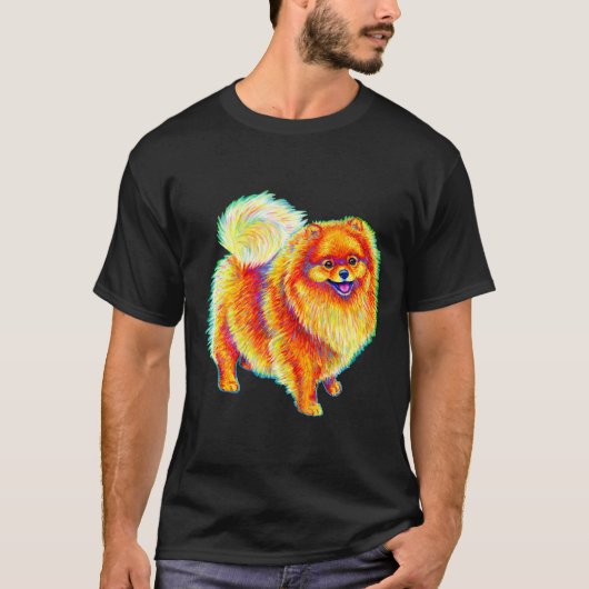 レインボーポメラニア犬 Tシャツ (正面)