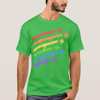 レインボーポリヘドラルサイコロセットテーブルトップRPGアディクト2 Tシャツ