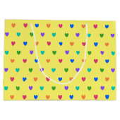 レインボーポルカハートオンイエロー ラージペーパーバッグ (裏面)