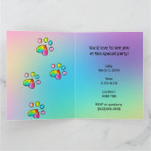レインボーポープリントバースデーパーティーの招待 カード (内部)