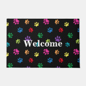 レインボーポー絵を描プ・プリント・オン・ブラック ドアマット (正面)