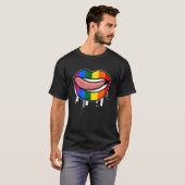 レインボーマウスリップLGBTレズビアンゲイバイセクシュアルトランス Tシャツ (正面フル)