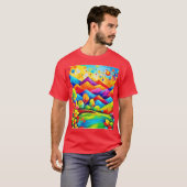 レインボーマウンテンズ抽象芸術景観 Tシャツ (正面フル)