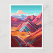 レインボーマウンテンペルーヴィンテージトラベルイラストレーション ポストカード (正面)