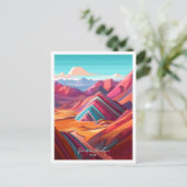 レインボーマウンテンペルーヴィンテージトラベルイラストレーション ポストカード (スタンド正面)