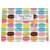 レインボーマカロンパタパーソナライズされたーン ラージペーパーバッグ (正面)