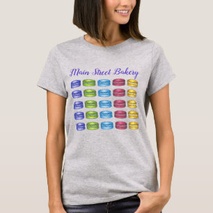 レインボーマカロンフランスのクッキーペストリーベーカリー食品 Tシャツ